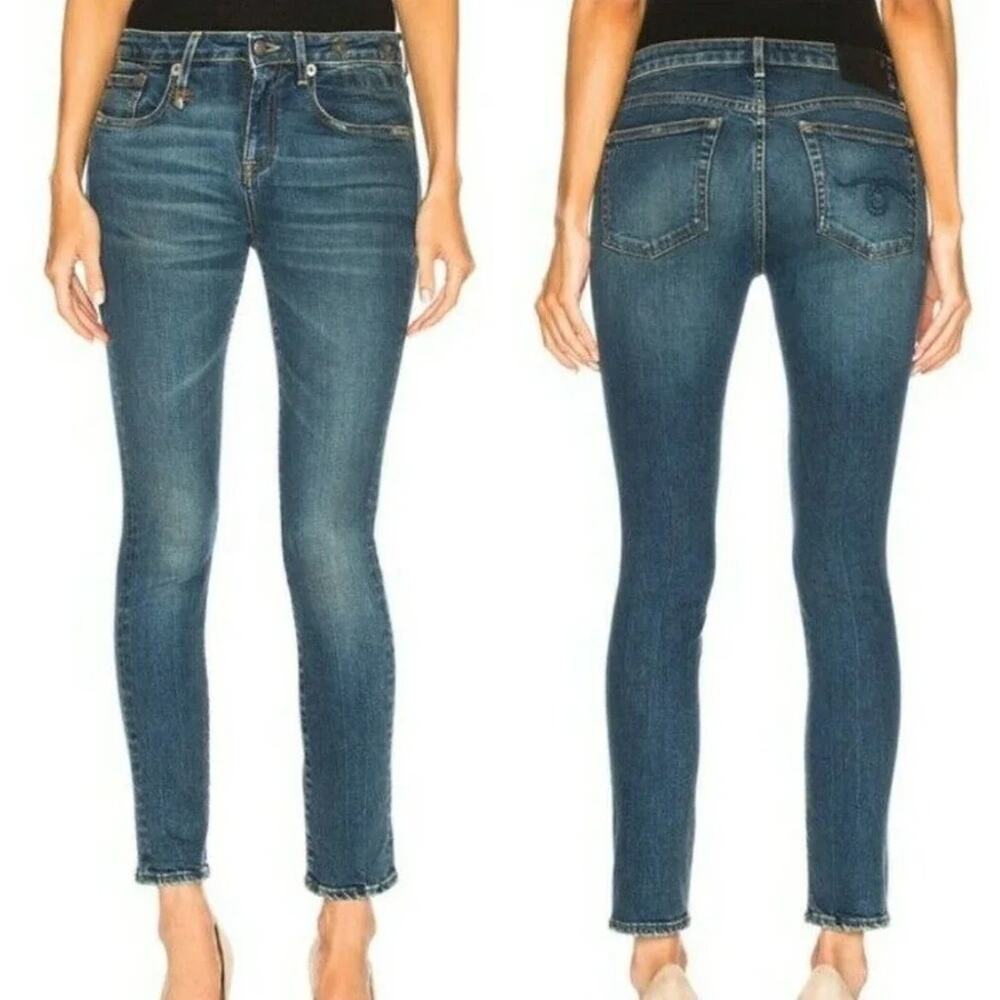 R13 Alyson Skinny Jeans Kinsley Stretch Medium Wash Blue Mid Rise Womens Size 25